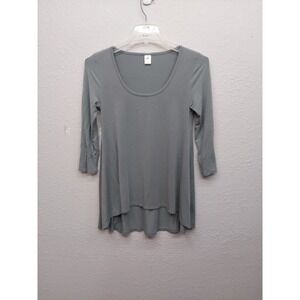 Peruvian Connection Top Womens Small Gray Modal Scoop Neck 3/4 Sleeve Stretch
